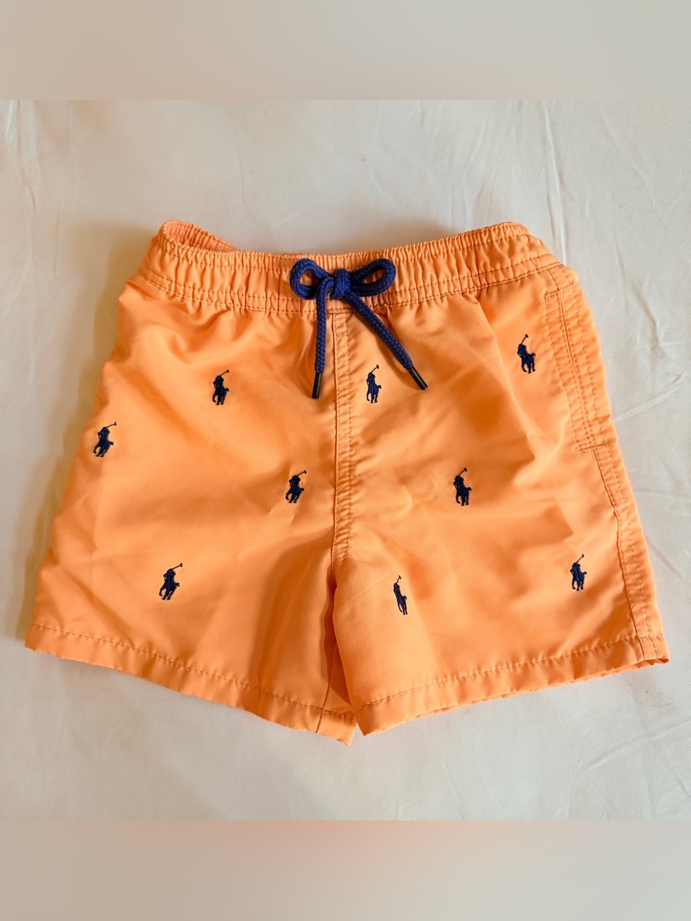Ralph Lauren Orange Swim Shorts with Navy Polo Embroidery baby 24 months